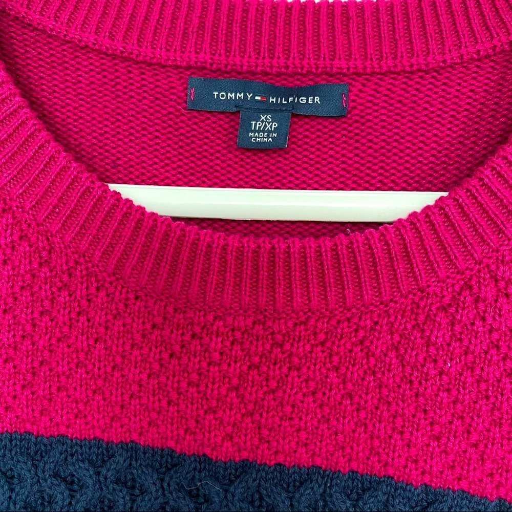 NWT Tommy Hilfiger Navy Pink Striped Sweater XS - Picture 5 of 6